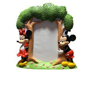 Disney Picture Frame Mickey & Minnie‎ Mouse Holds 3X5 Photo Resin Tree